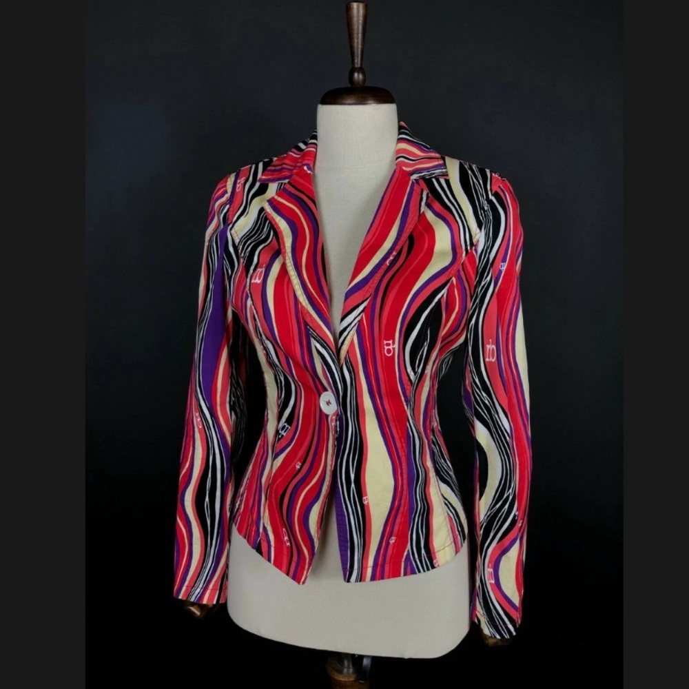 Roccobarocco abstract print blazer jacket